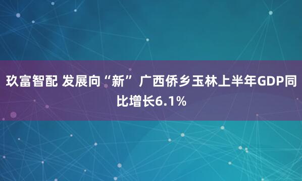 玖富智配 发展向“新” 广西侨乡玉林上半年GDP同比增长6.1%